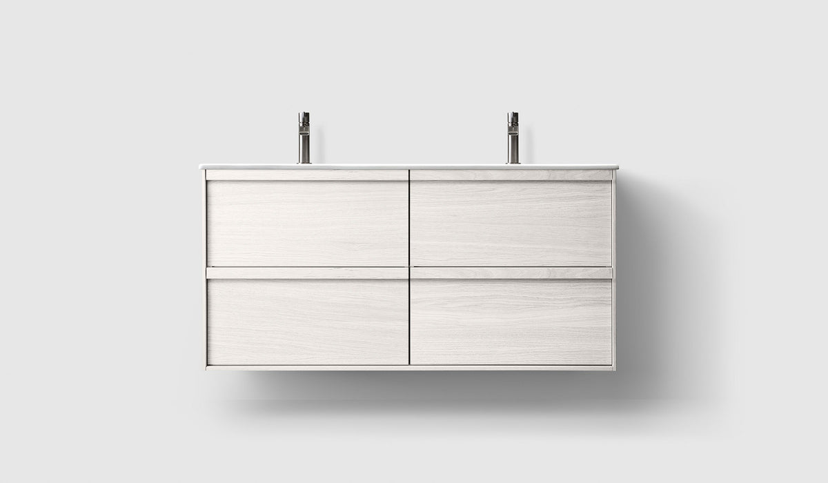 Haven H2 120 kommod med porslinstvättställ i White Wood
