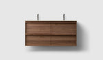 Haven H2 120 kommod med bänkskiva och dubbla underlimmat handfat, Walnut Wood, framifrån
