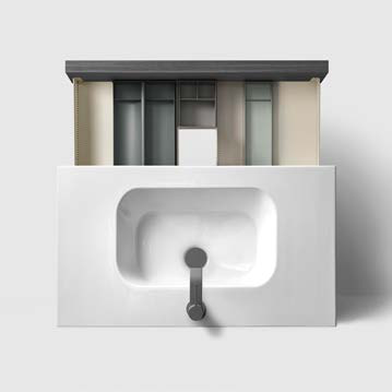 Haven H2 x Toniton med porslinstvättställ ovanifrån, Deep Grey