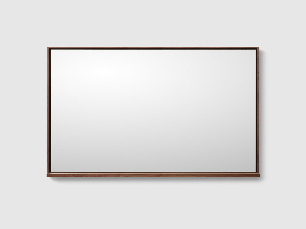 Haven M7 spegel 1400x850 mm med träram i Walnut Wood med hylla