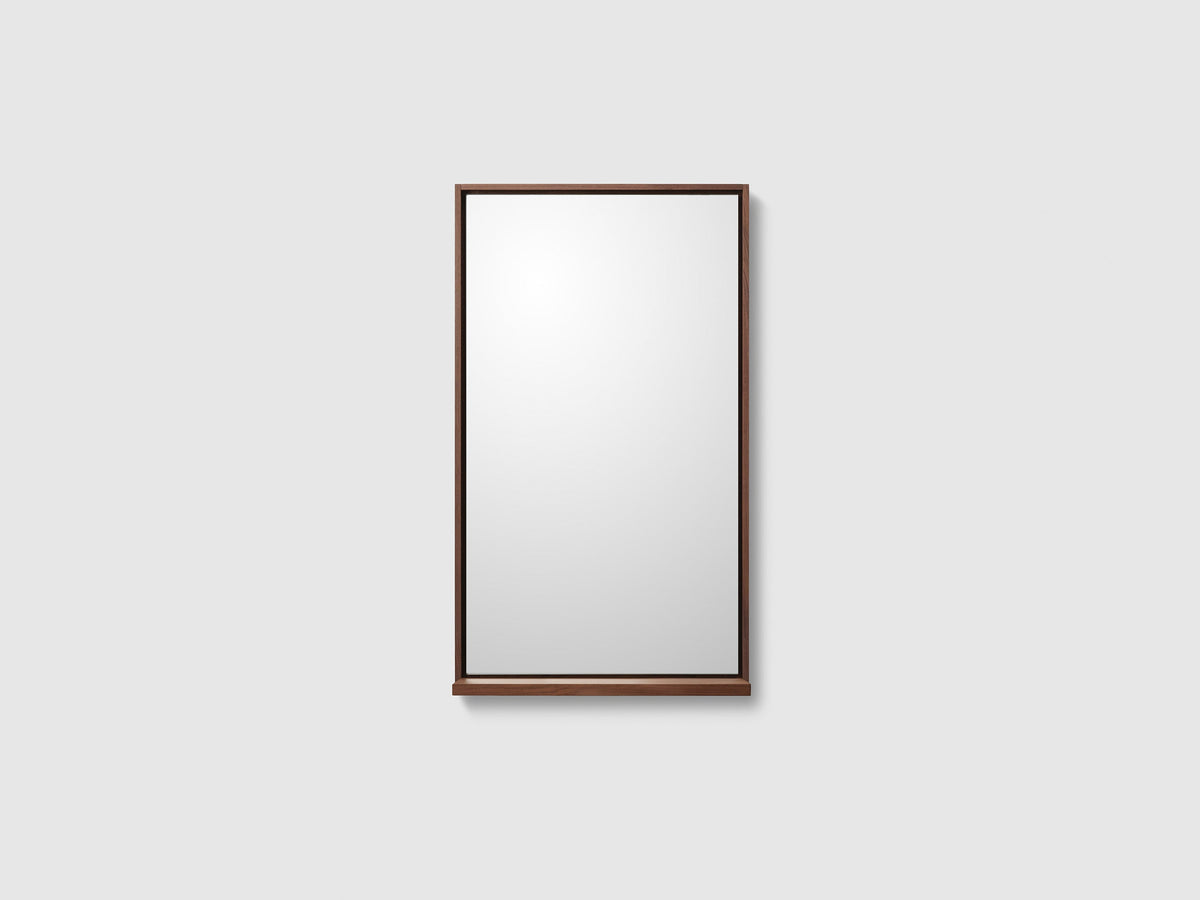 Haven M7 spegel 500x850 mm med träram i Walnut Wood med hylla