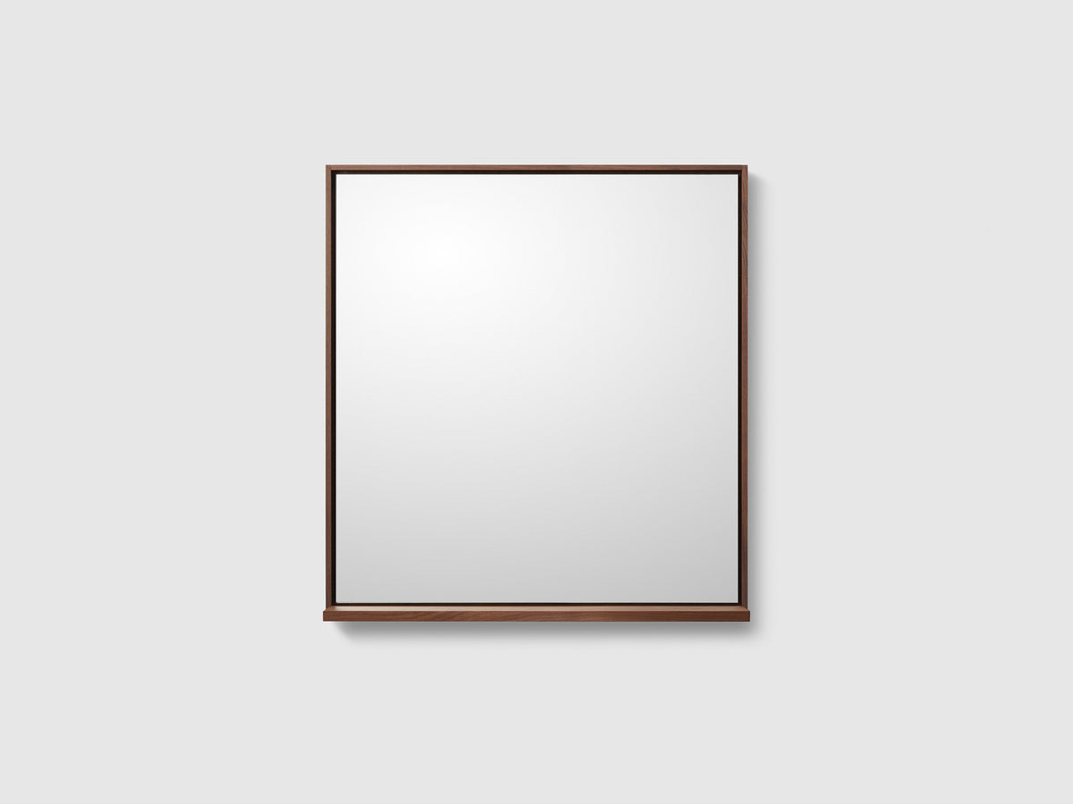 Haven M7 spegel 800x850 mm med träram i Walnut Wood med hylla