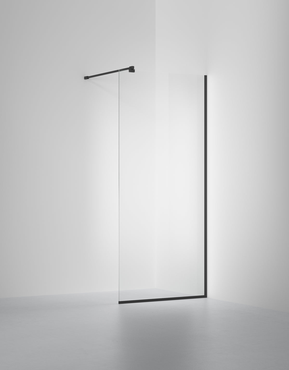 Duschvägg Arc 20 Frame måttbeställd, Opal clear, profilfärg Mattsvart