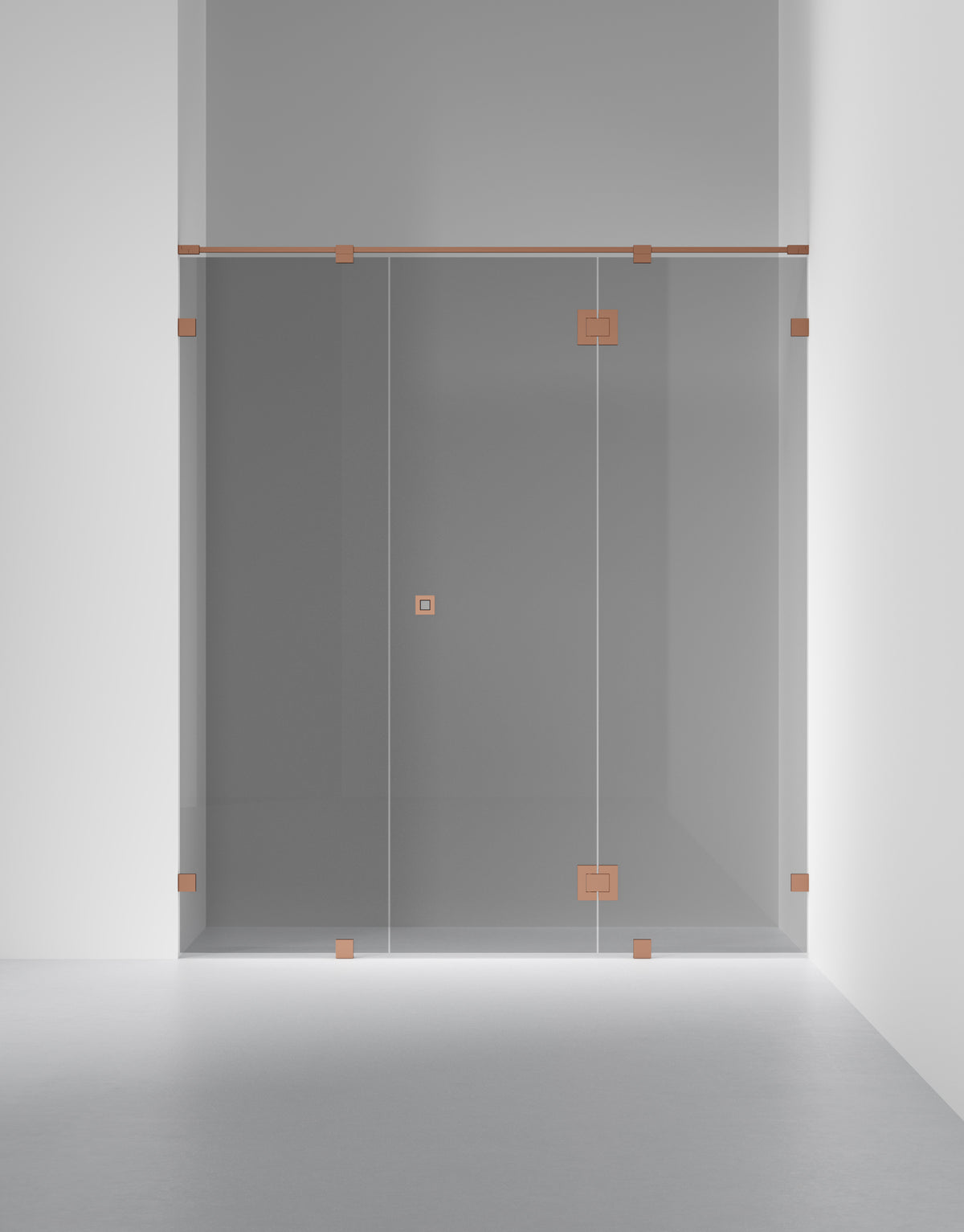 Duschvägg Arc 7 Original måttbeställd, Rokglas, profilfärg Brons