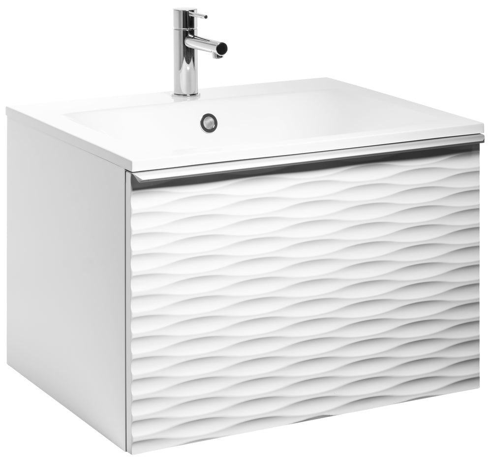 Ella Aqua Wave 60, tvättställ i mineralkomposit, handtag Aluminium
