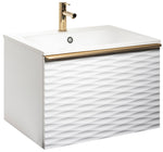Ella Aqua Wave 60, tvättställ i mineralkomposit, handtag Mässing