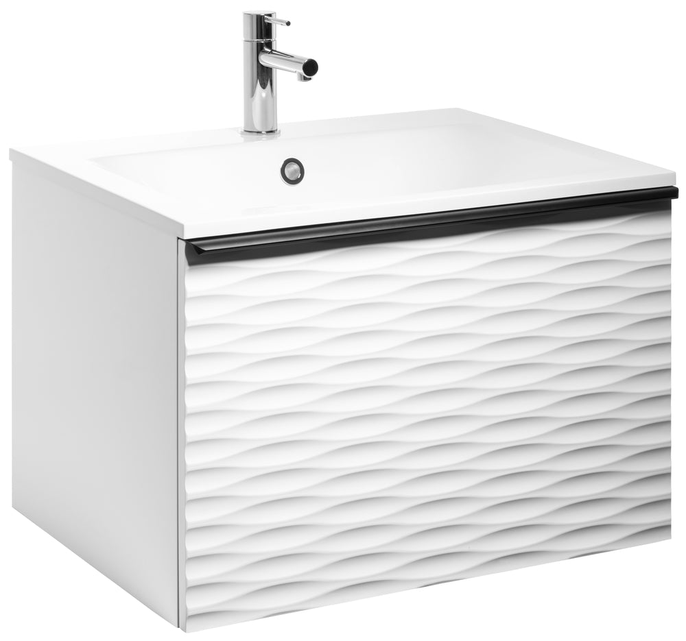 Ella Aqua Wave 60, tvättställ i mineralkomposit, handtag Svart Matt