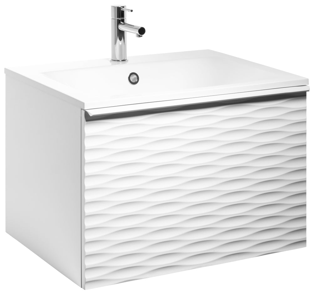 Ella Aqua Wave 60, tvättställ i mineralkomposit, handtag Vitt Matt