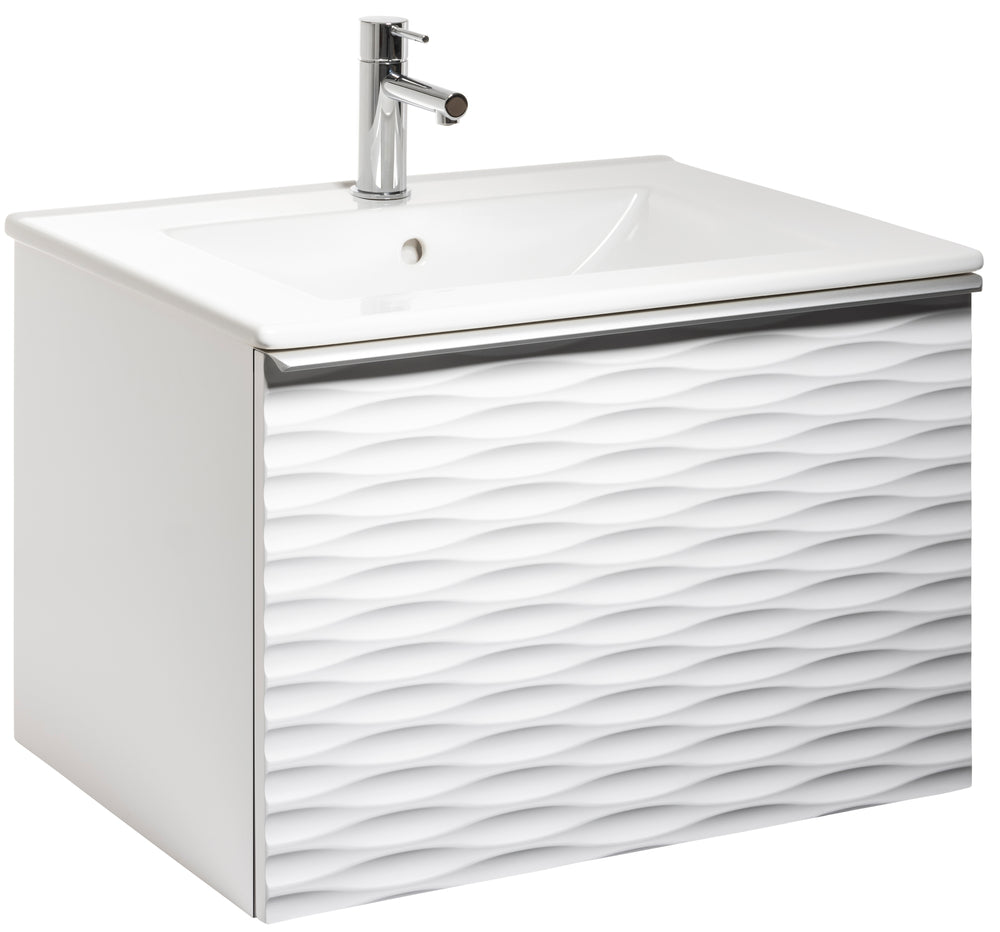 Ella Aqua Wave 60, tvättställ i porslin, handtag Aluminium