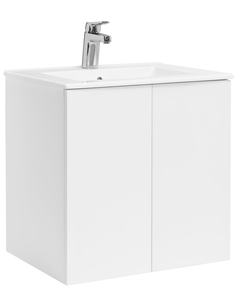 Isella Aqua 60 Kompakt med dörrar, tvättställ i mineralkomposit, Vit Matt