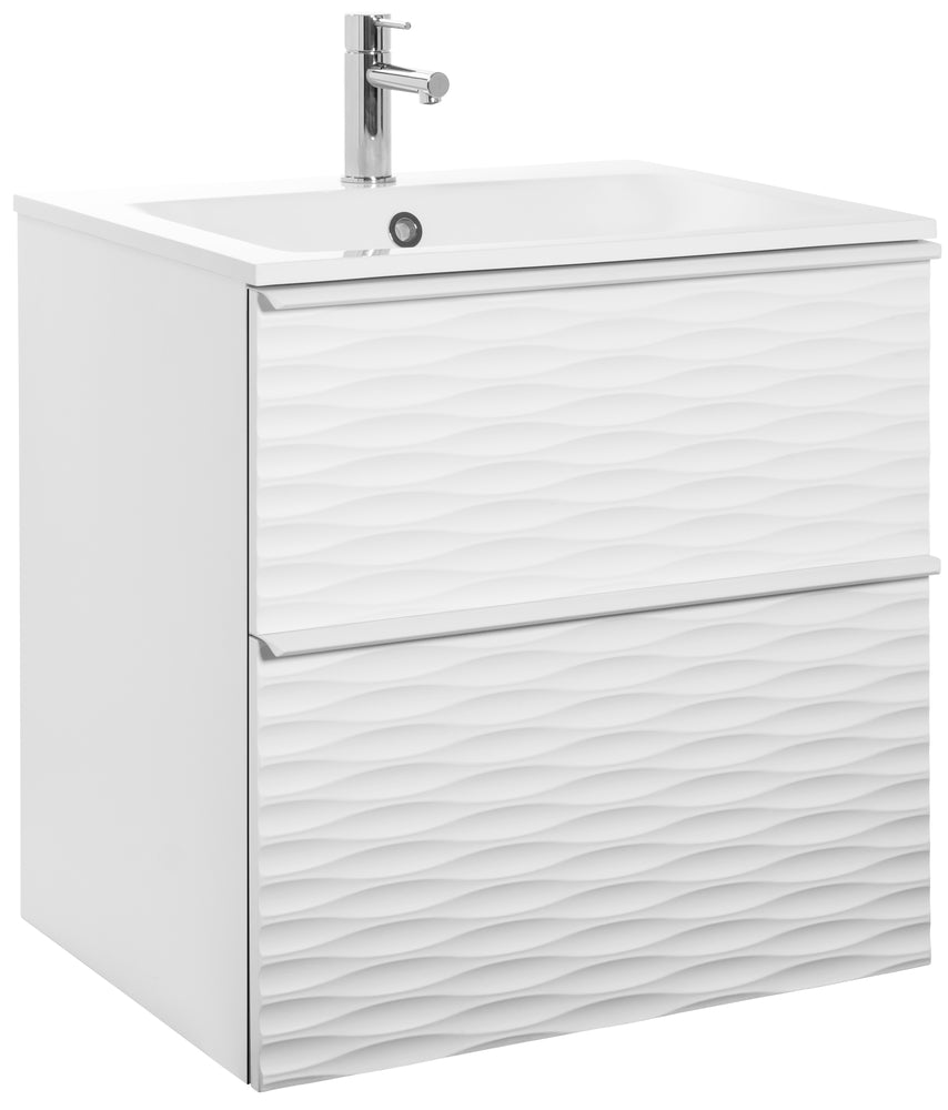 Isella Aqua Wave 60 Kompakt, tvättställ i mineralkomposit, Vit Matt, handtag Vitt Matt