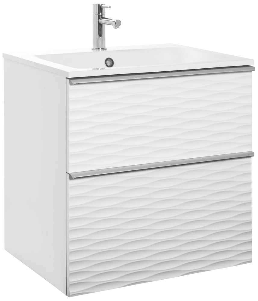 Isella Aqua Wave 60, tvättställ i mineralkomposit, Vit Matt, handtag Aluminium