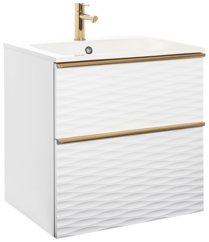 Isella Aqua Wave 60, tvättställ i mineralkomposit, Vit Matt, handtag Mässing