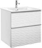 Isella Aqua Wave 60, tvättställ i porslin, Vit Matt, handtag Aluminium