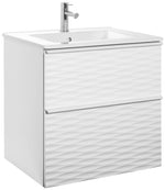 Isella Aqua Wave 60, tvättställ i porslin, Vit Matt, handtag Vitt Matt