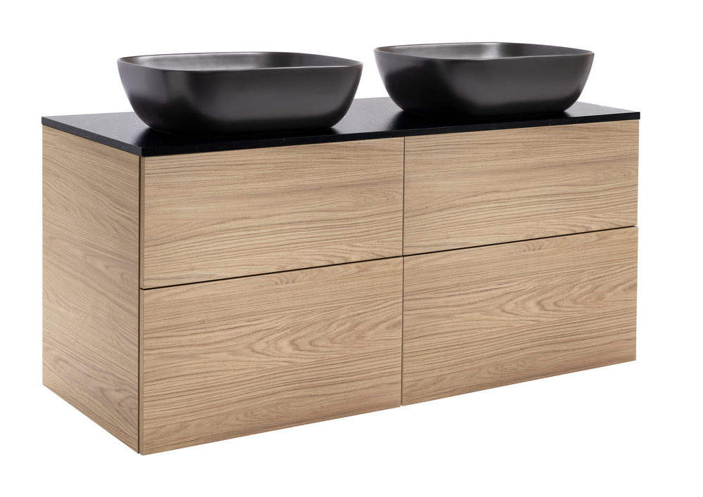 Isella med bänkskiva 120 (dubbelt tvättställ), Ek