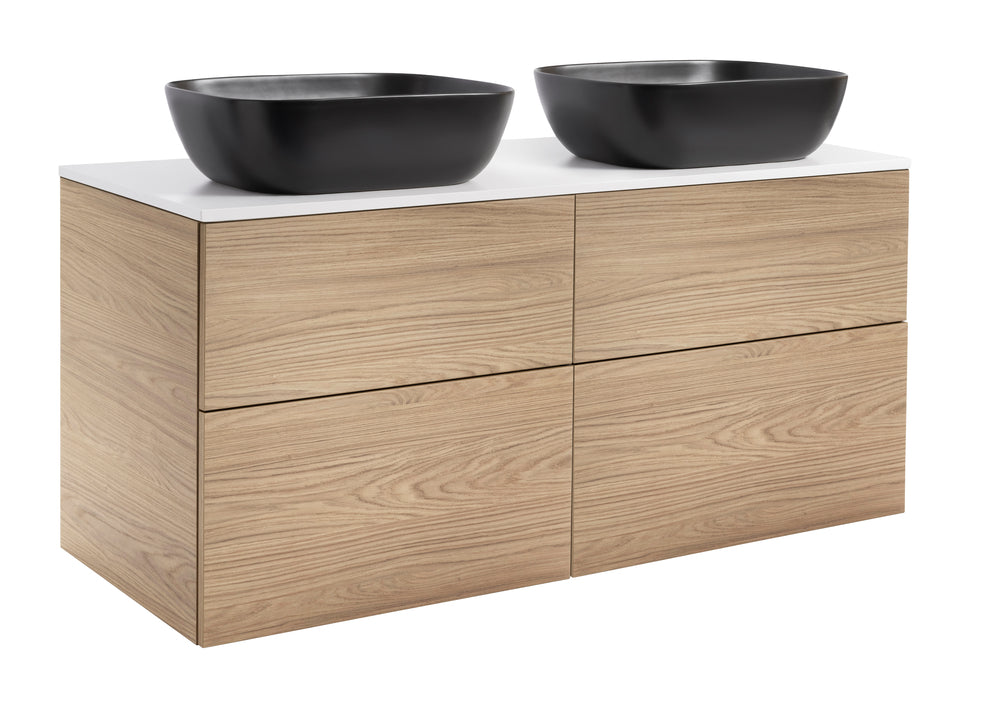 Isella med bänkskiva 120 (dubbelt tvättställ), Ek