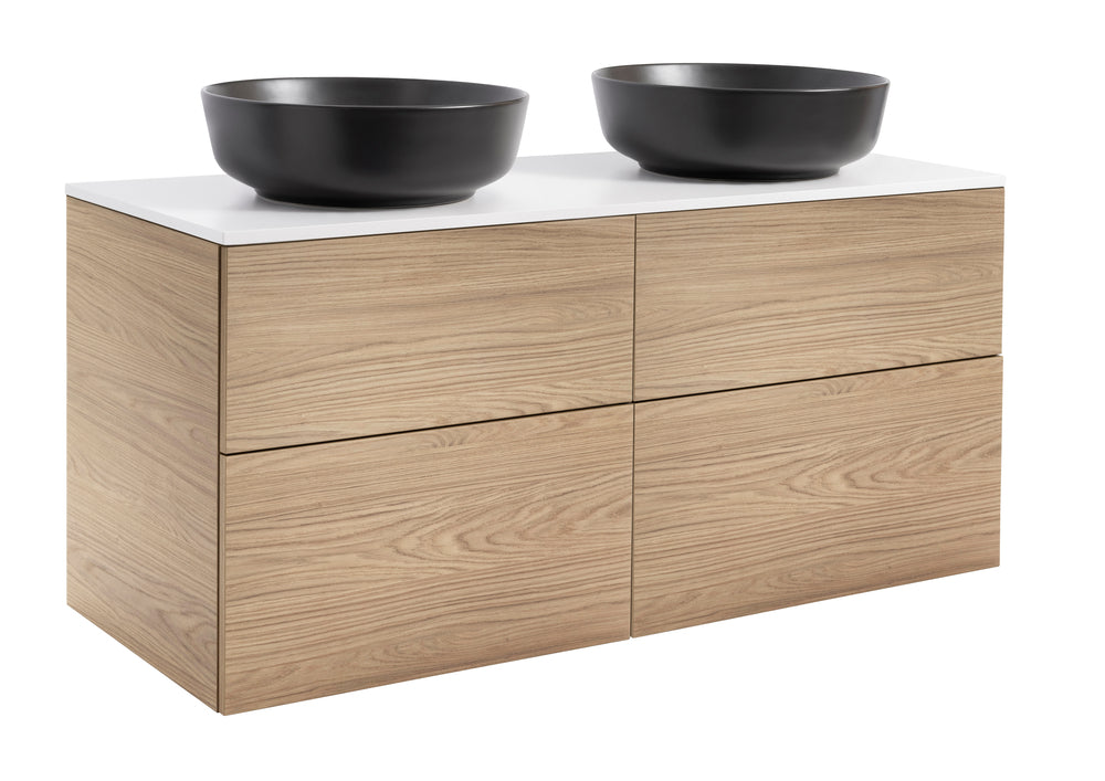 Isella med bänkskiva 120 (dubbelt tvättställ), Ek