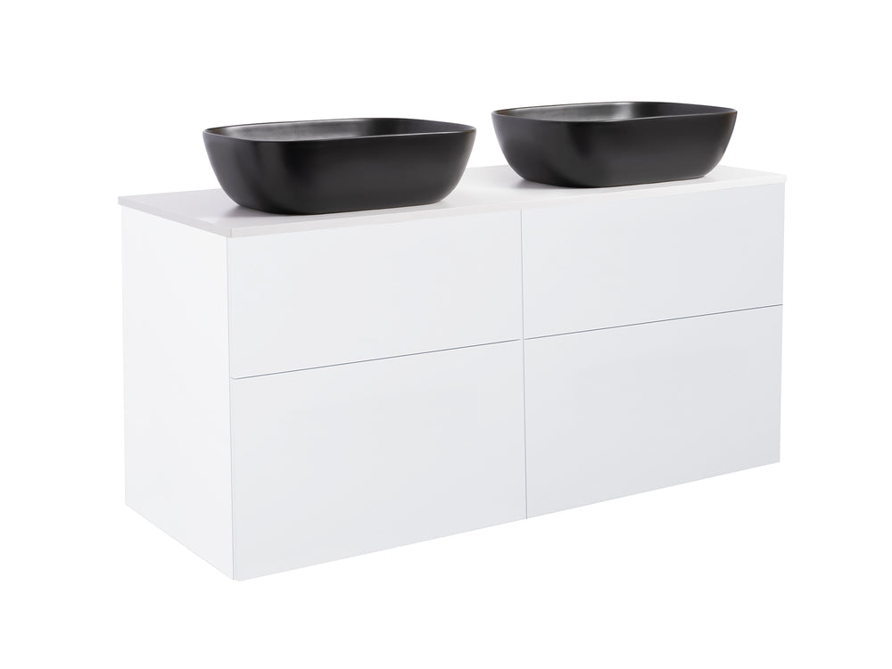 Isella med bänkskiva 120 (dubbelt tvättställ), Vit
