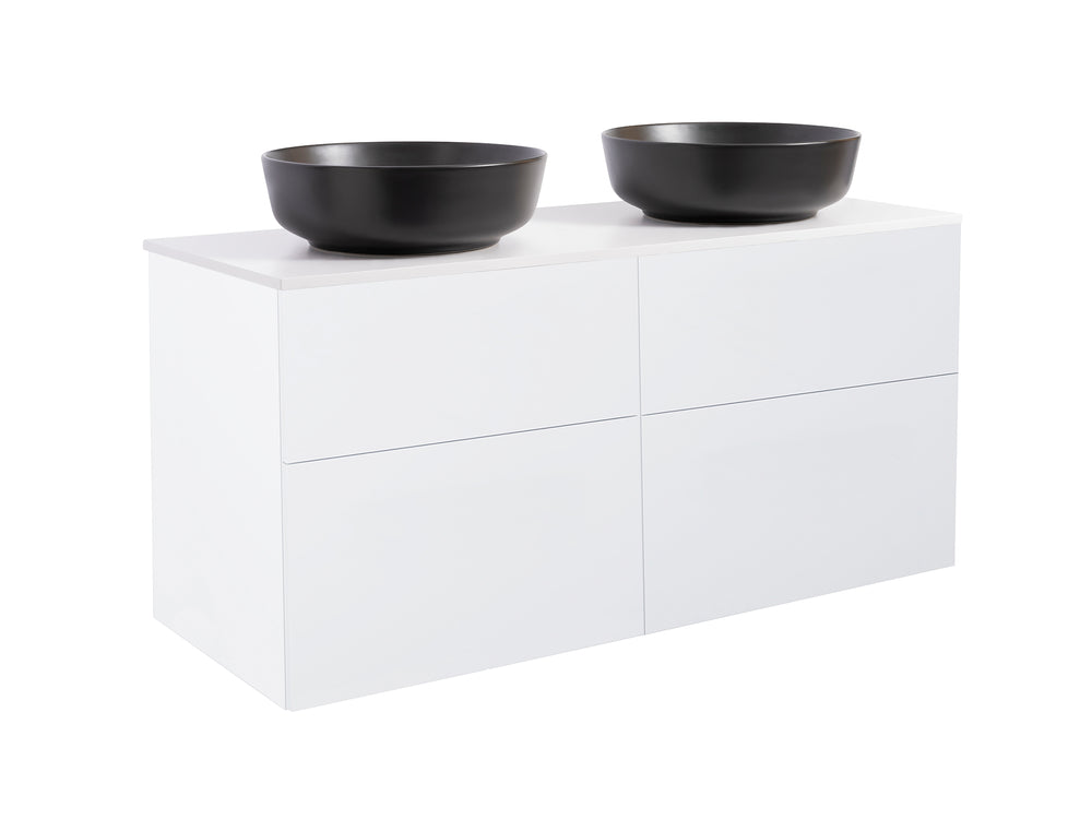 Isella med bänkskiva 120 (dubbelt tvättställ), Vit