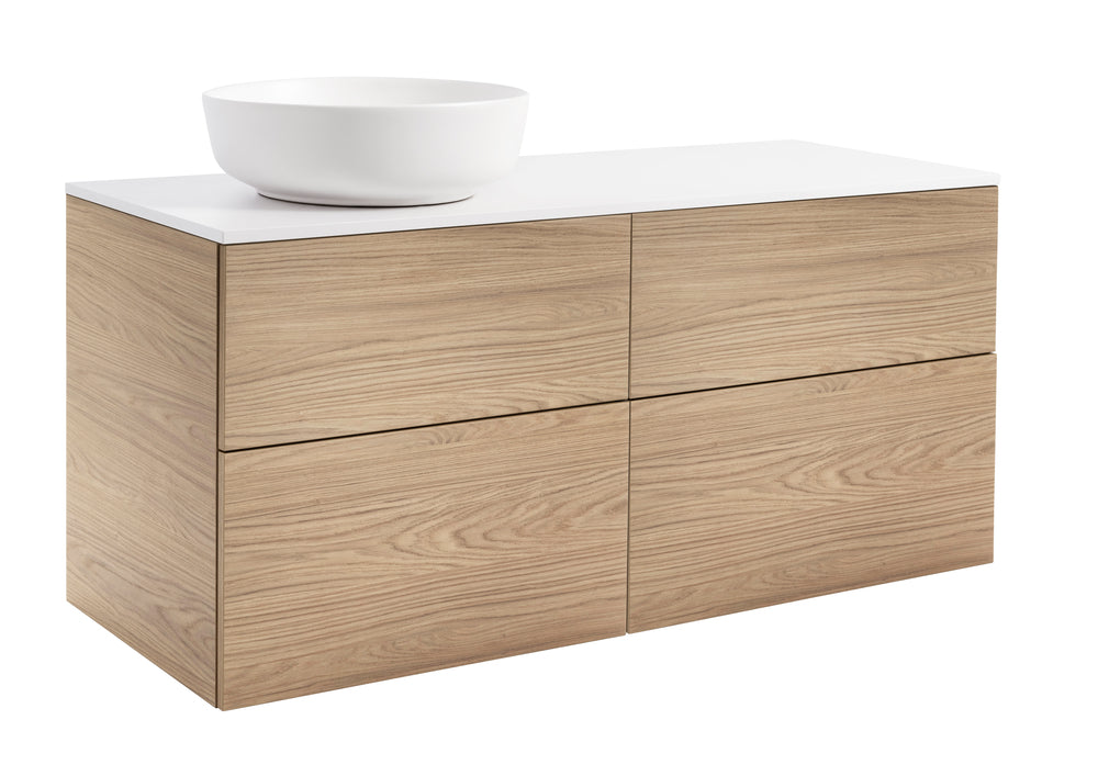 Isella med bänkskiva 120 (enkelt tvättställ), Ek