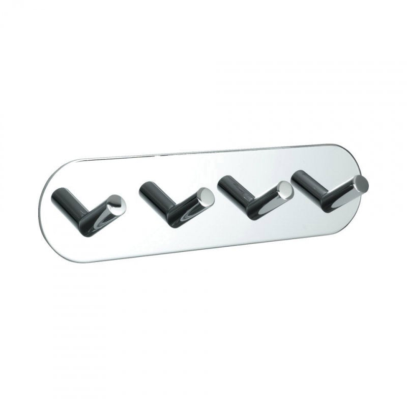 Kroklist med 4 krokar Base 100 Polerad krom Beslag Design