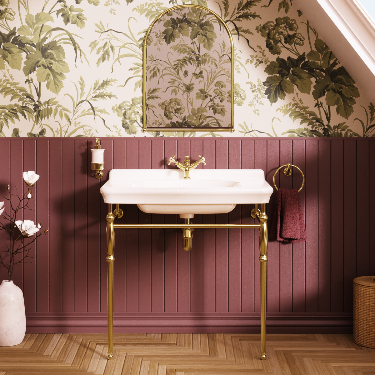 Ställning Burlington Guild för 85 cm tvättställ Guld i badrum