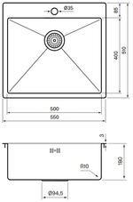 Måttritning – Diskho Tapwell 5540 PVD Mattsvart 3 mm