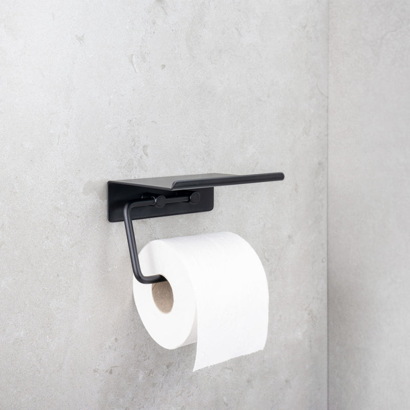 Toalettpappershållare med hylla Base Mattsvart Beslag Design bild 3