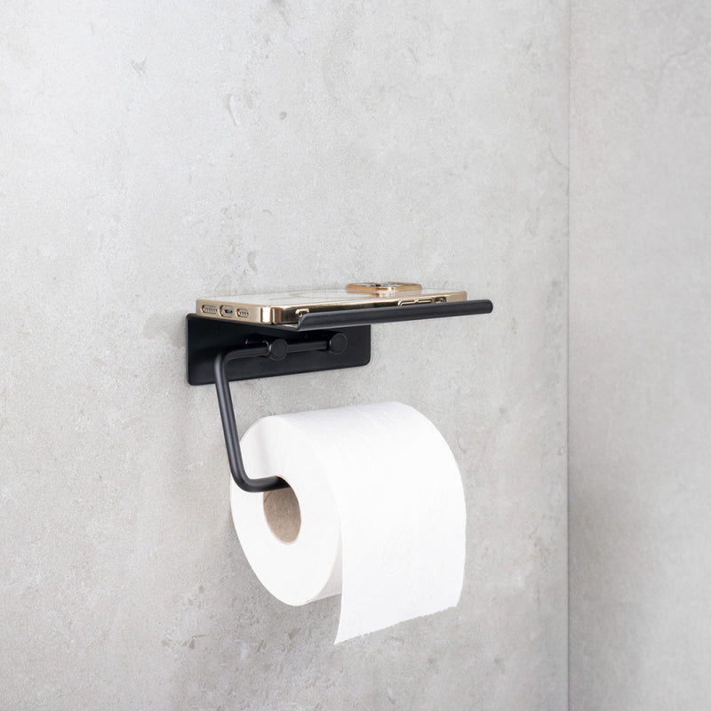 Toalettpappershållare med hylla Base Mattsvart Beslag Design bild 4