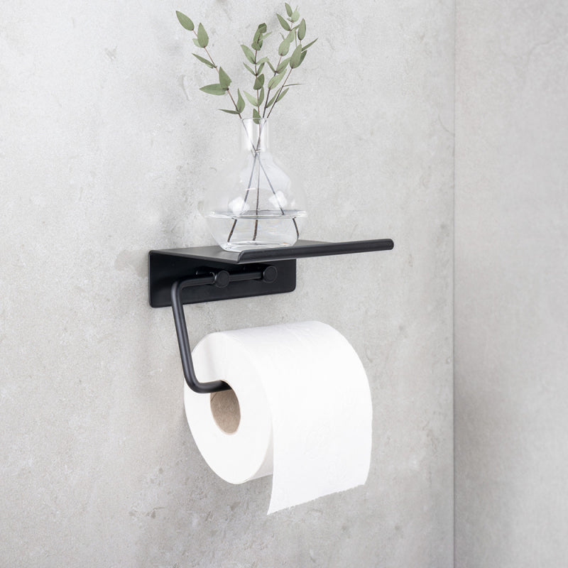 Toalettpappershållare med hylla Base Mattsvart Beslag Design bild 5