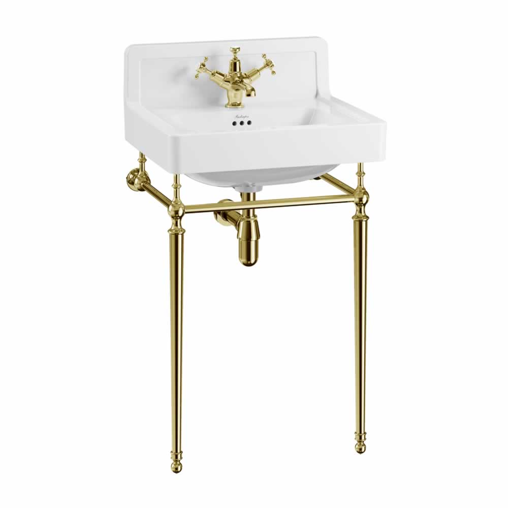 Tvättställ Burlington Contemporary 56 cm med upphöjd bakkant 1-håls med ställning Guld