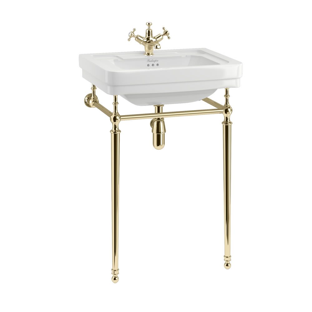 Tvättställ Burlington Contemporary 58 cm 1-håls med ställning Guld