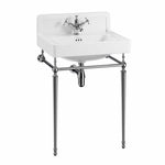 Tvättställ Burlington Contemporary 61 cm med upphöjd bakkant 1-håls med ställning Krom