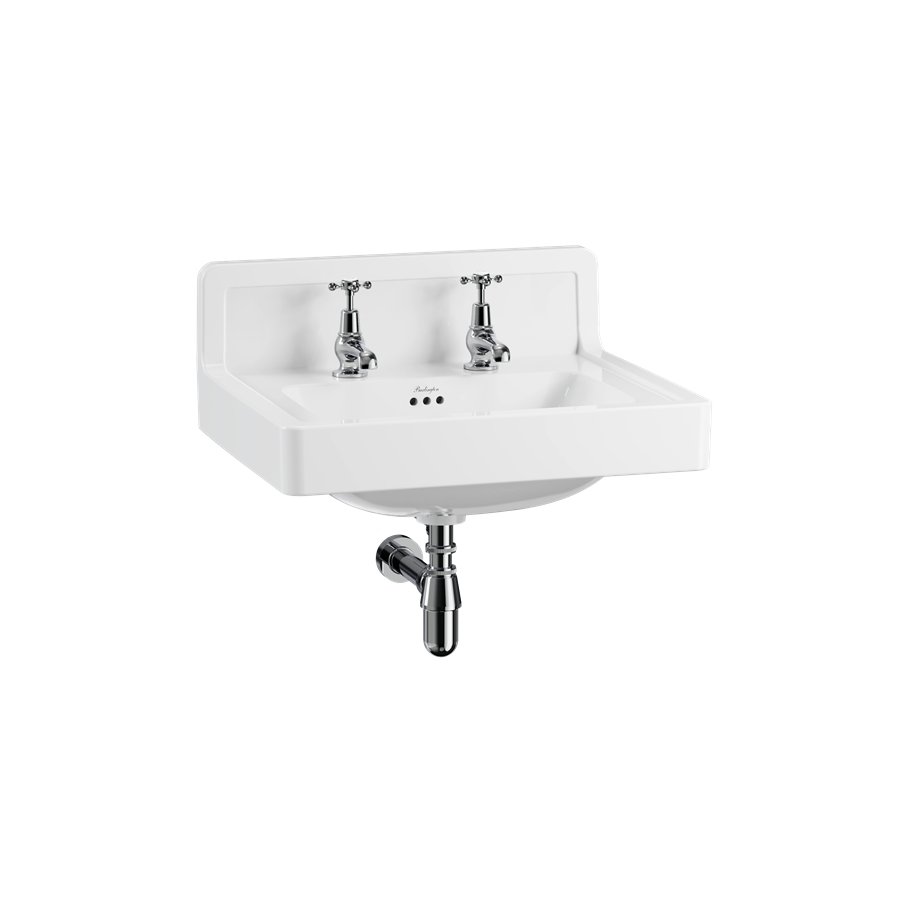 Tvättställ Burlington Contemporary 61 cm med upphöjd bakkant 2-håls