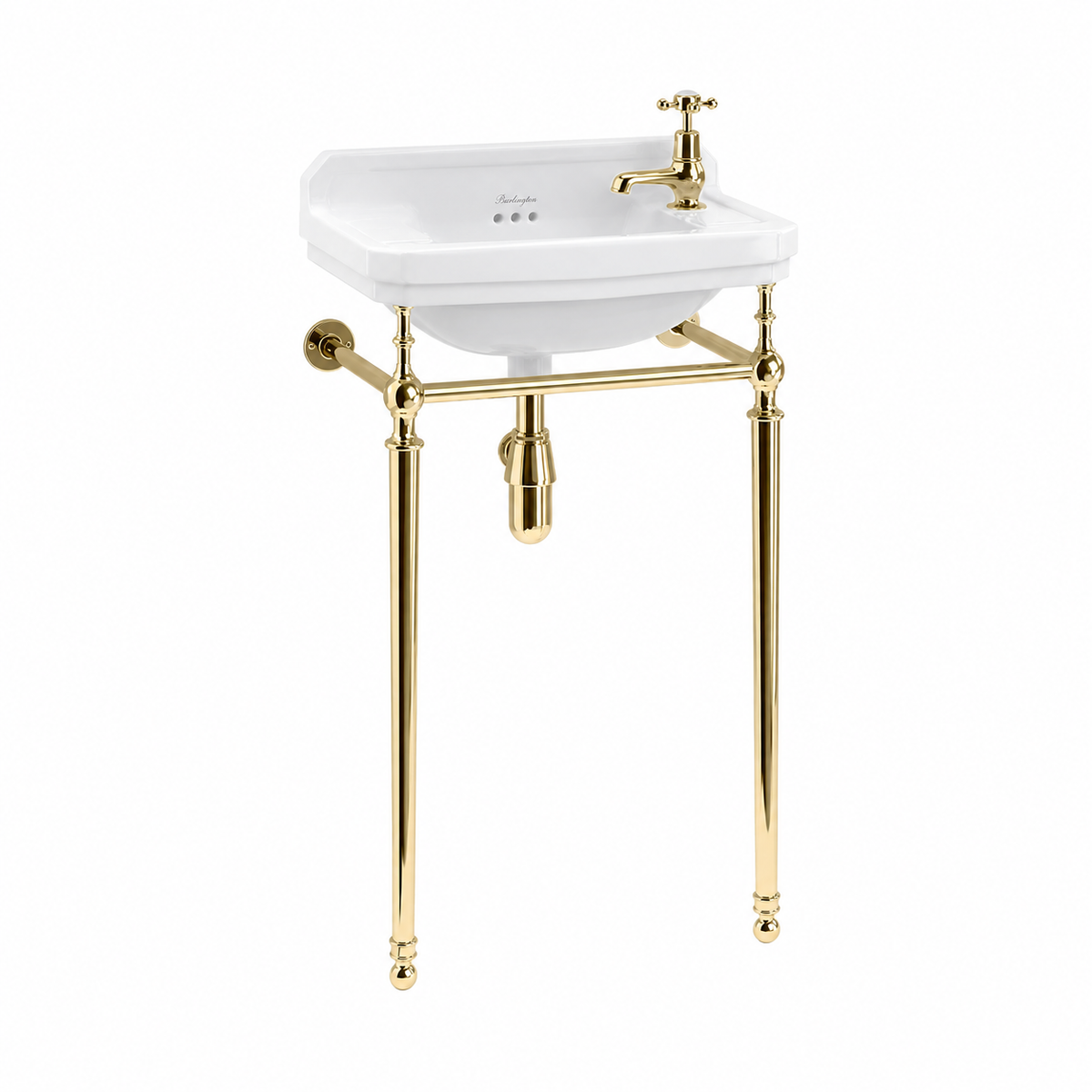 Tvättställ Burlington Edwardian 52 cm 1-håls höger med ställning Guld
