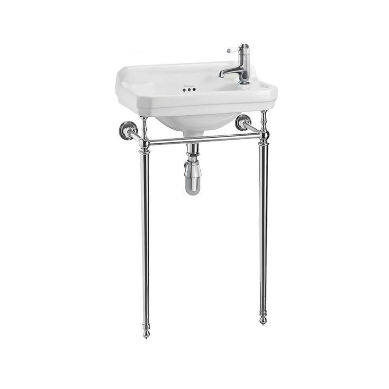 Tvättställ Burlington Edwardian 52 cm 1-håls höger med ställning Krom