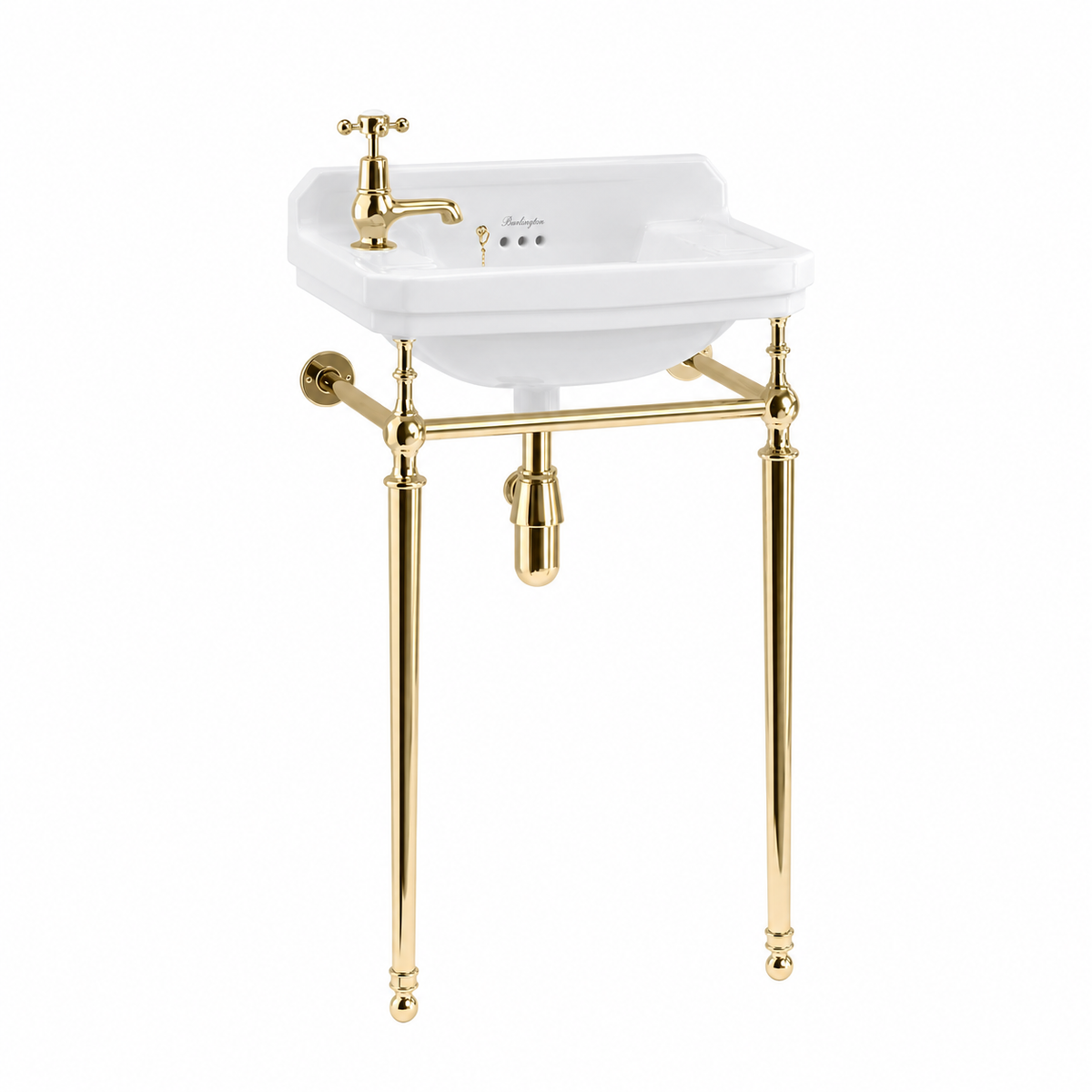 Tvättställ Burlington Edwardian 52 cm 1-håls vänster med ställning Guld