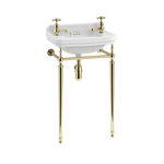 Tvättställ Burlington Edwardian 52 cm 2-håls med ställning Guld