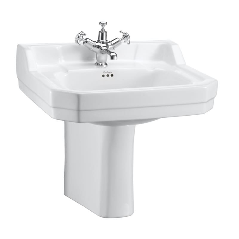 Tvättställ Burlington Edwardian 56 cm 1-håls med halvpiedestal