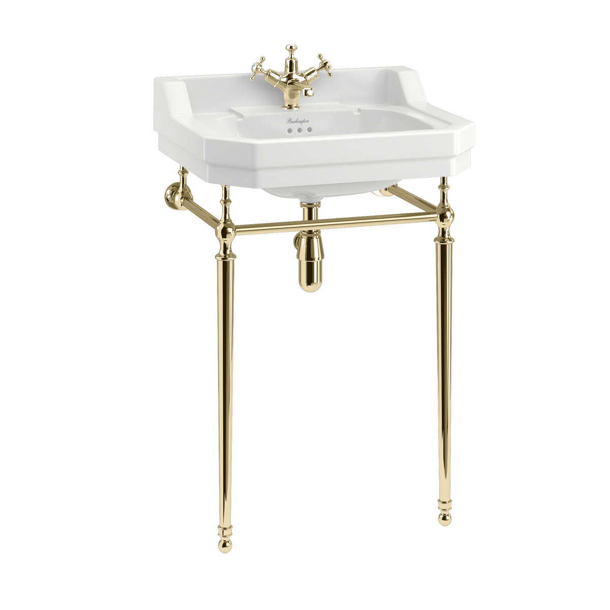 Tvättställ Burlington Edwardian 56 cm 1-håls med ställning Guld