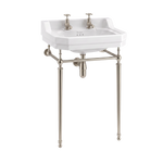 Tvättställ Burlington Edwardian 56 cm 2-håls med ställning Borstad nickel