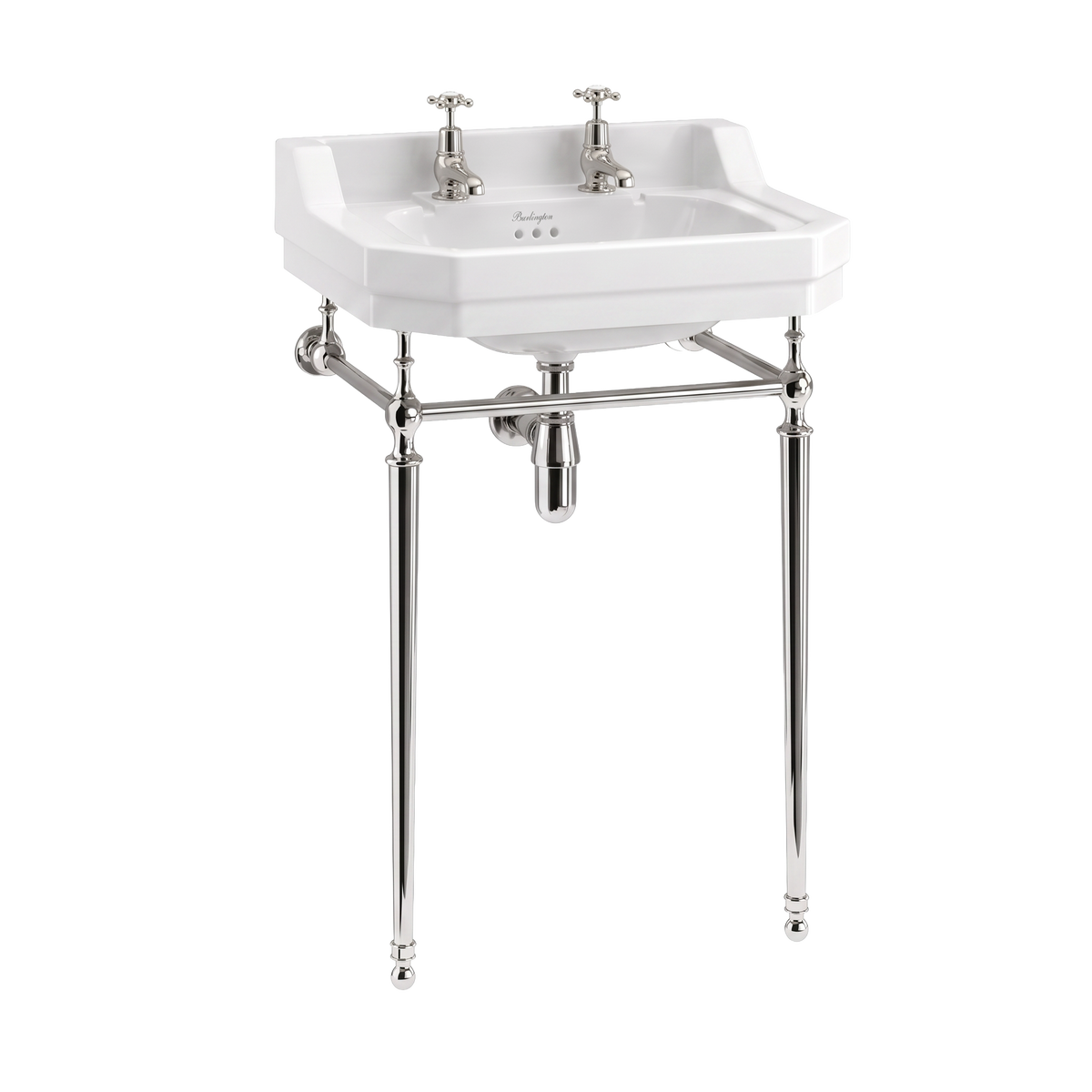 Tvättställ Burlington Edwardian 56 cm 2-håls med ställning Krom