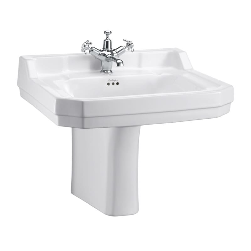 Tvättställ Burlington Edwardian 61 cm 1-håls med halvpiedestal