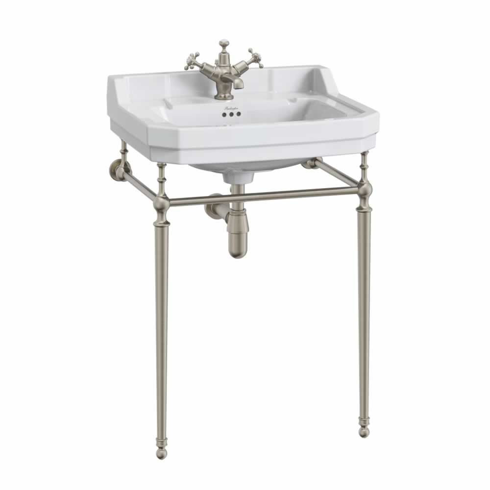 Tvättställ Burlington Edwardian 61 cm 1-håls med ställning Borstad nickel