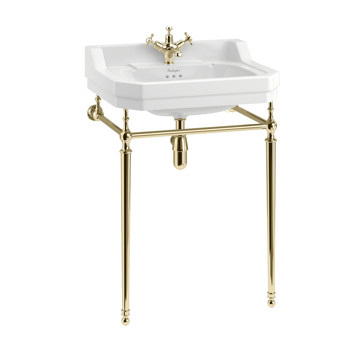 Tvättställ Burlington Edwardian 61 cm 1-håls med ställning Guld