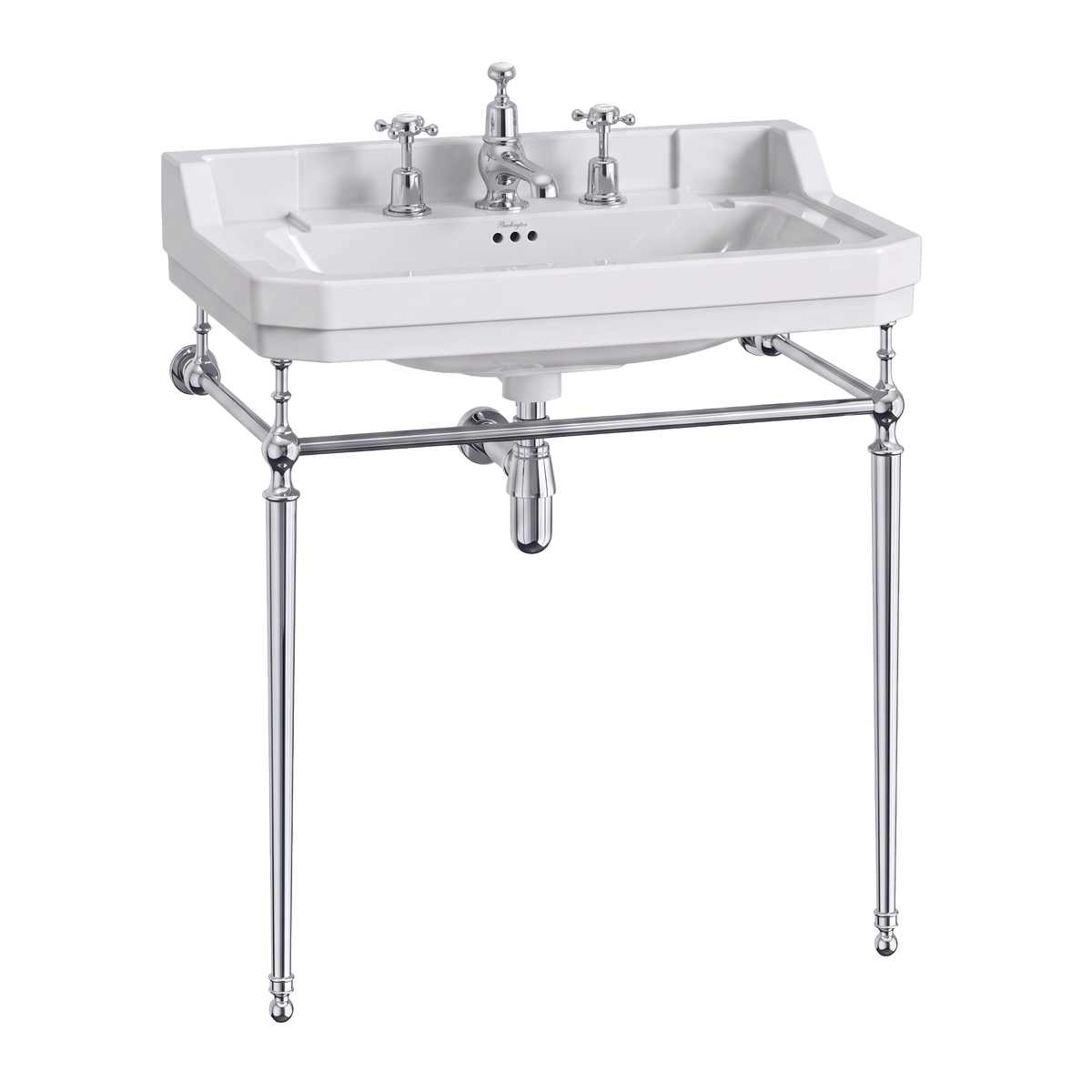 Tvättställ Burlington Edwardian 80 cm 3-håls med ställning Krom
