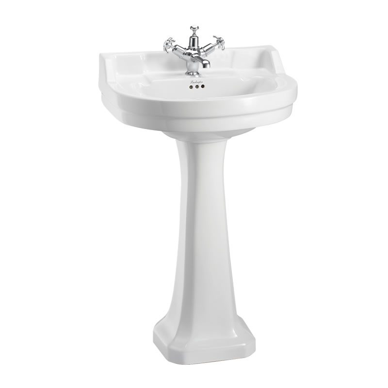 Tvättställ Burlington Edwardian rundat 56 cm 1-håls med piedestal