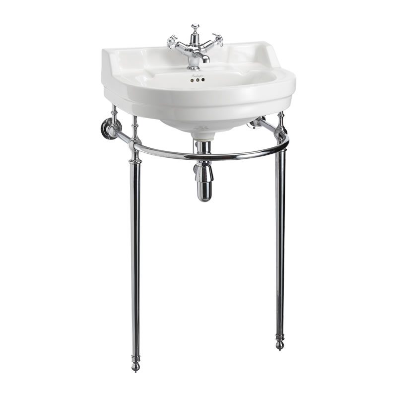 Tvättställ Burlington Edwardian rundat 56 cm 1-håls med ställning Krom