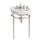 Tvättställ Burlington Edwardian rundat 56 cm 3-håls med ställning Borstad nickel